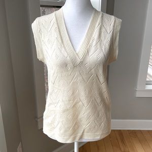 Vintage 70’s It’s Pure Gould Ivory Cream Pointelle Sweater Vest Size Small
